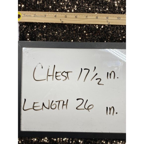 Cable & Gauge Womens Small Gold Black Sequin Lined Top Blouse New - Picture 9 of 9